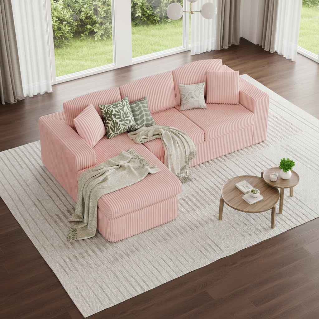 Cloud Modular Sectional Sofa L Shaped Corduroy Deep Seat