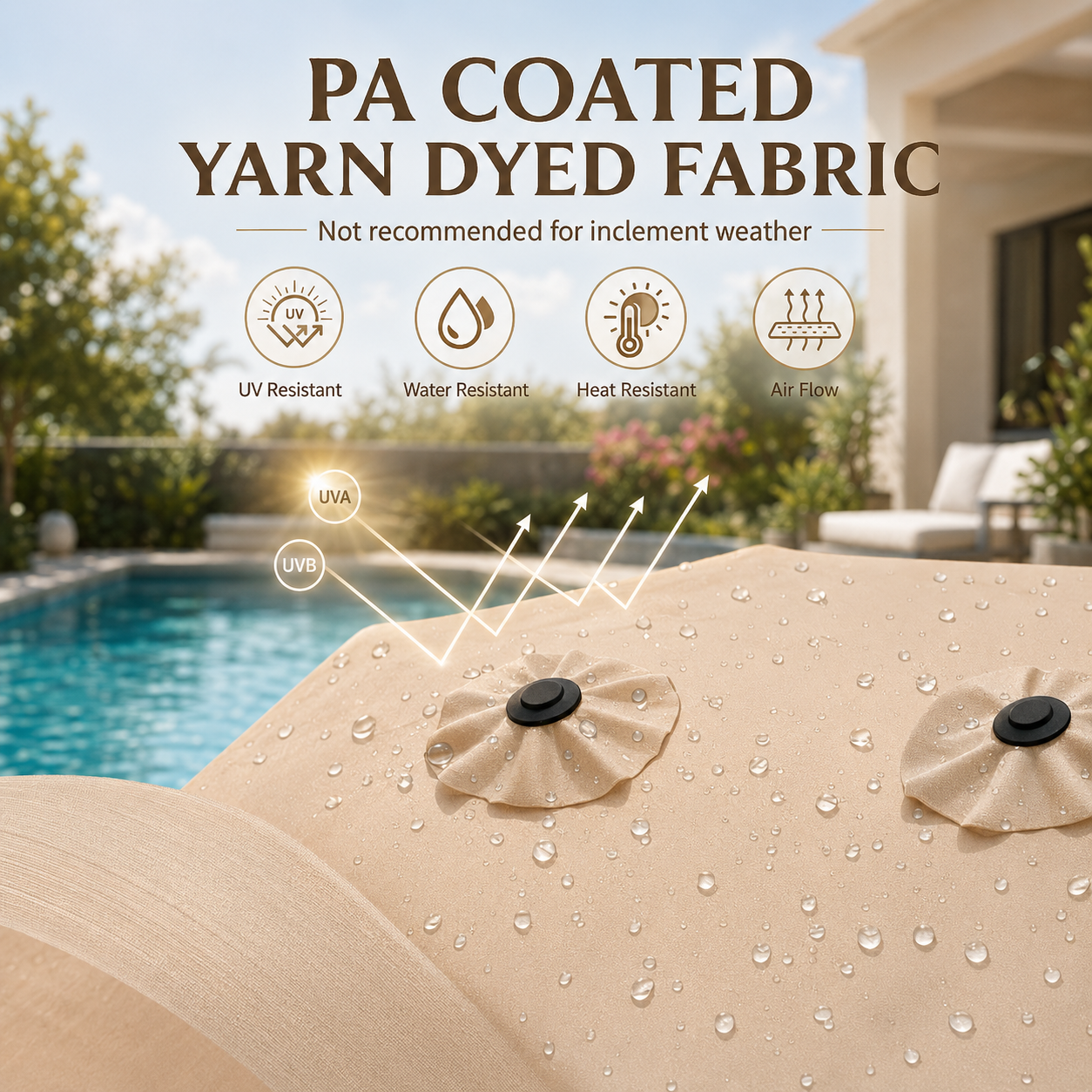 15FT Double-Sided Patio Umbrella with Included Base, Easy Crank Rectangular Outdoor Parasol for Patio, Backyard, Garden & Poolside