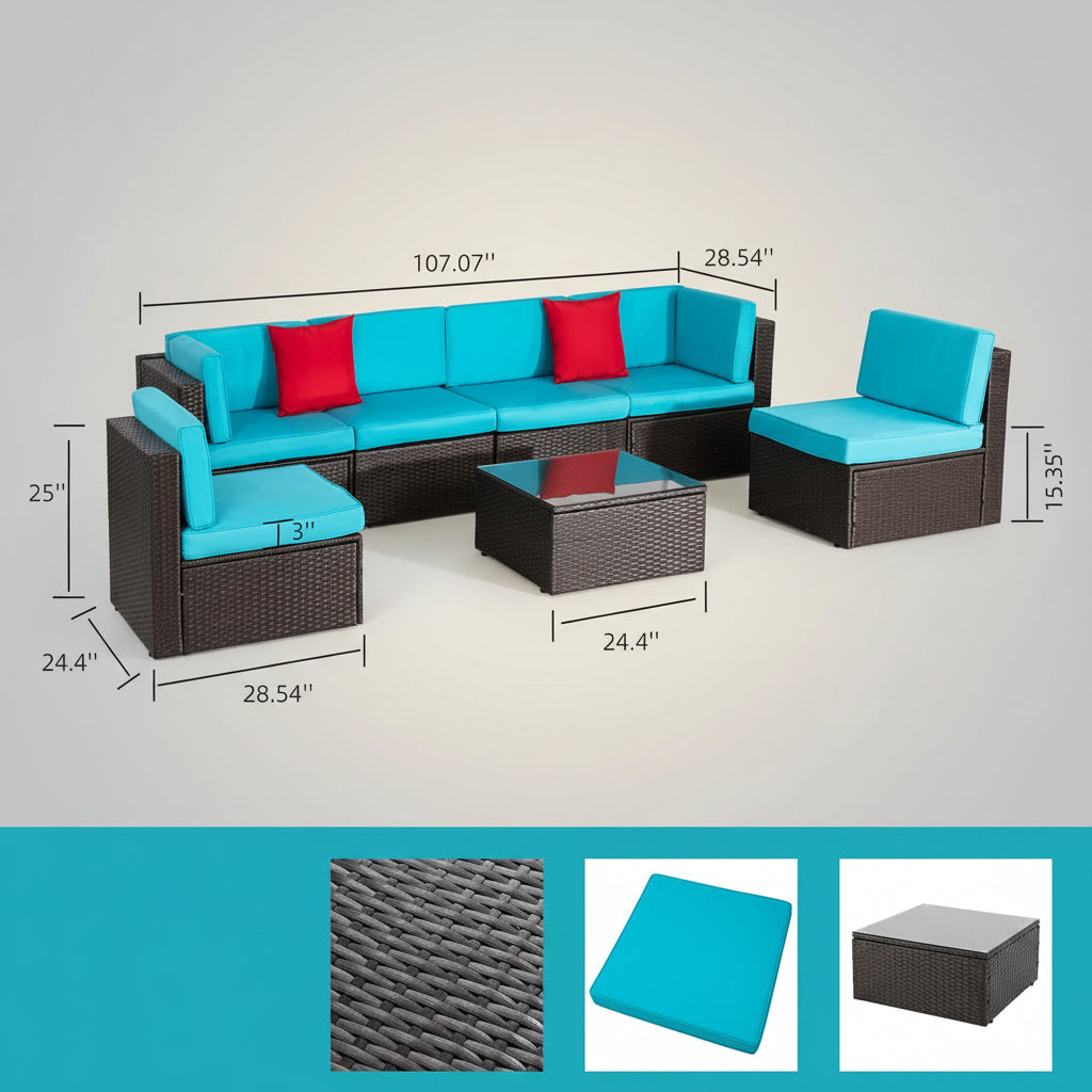 7-Piece Outdoor PE Wicker Sectional Sofa Set