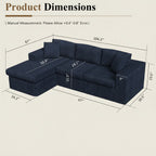 Cloud Modular Sectional Sofa L Shaped Corduroy Deep Seat