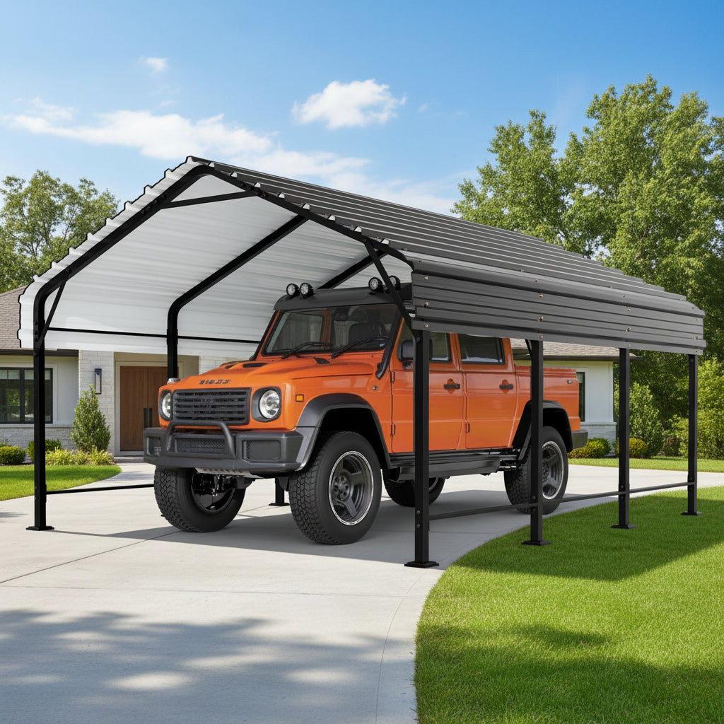 10x20 FT Outdoor Portable Garage Carport Canopy with Heavy-Duty Frame