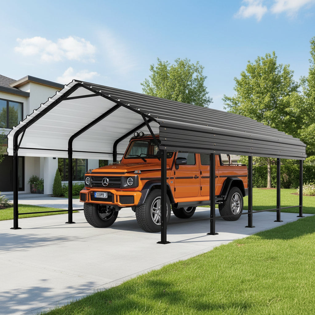 10x20 FT Outdoor Portable Garage Carport Canopy with Heavy-Duty Frame