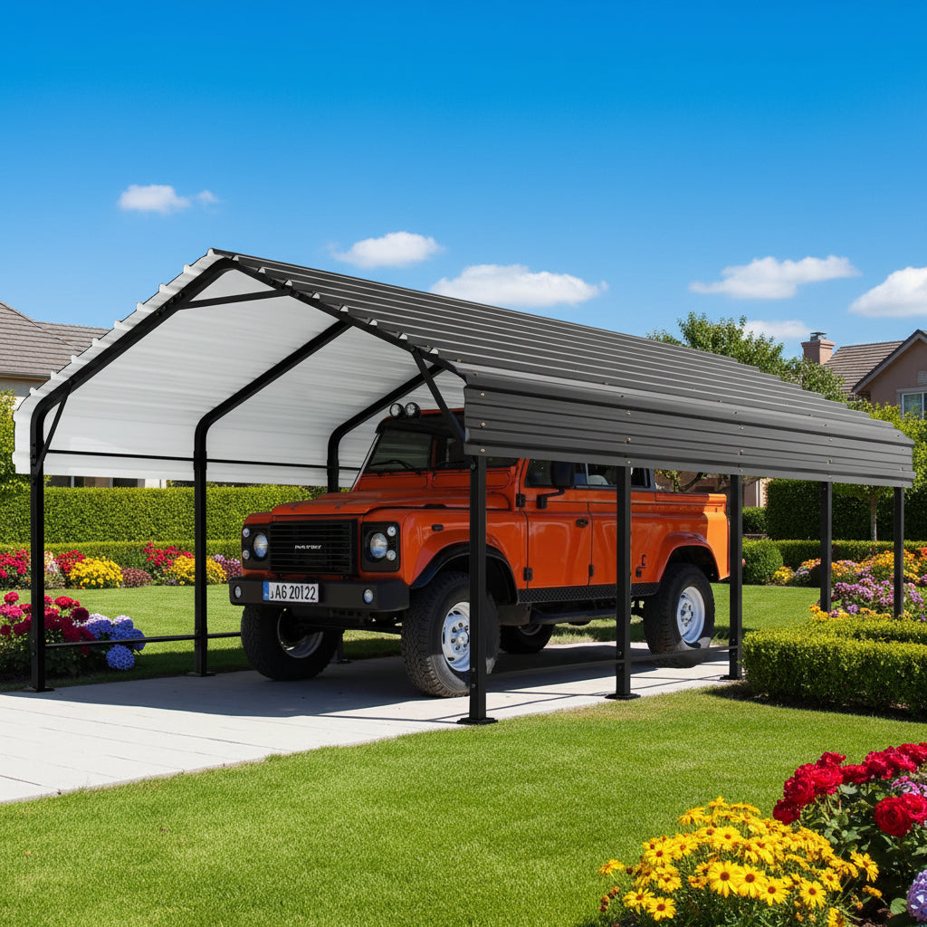 10x20 FT Outdoor Portable Garage Carport Canopy with Heavy-Duty Frame