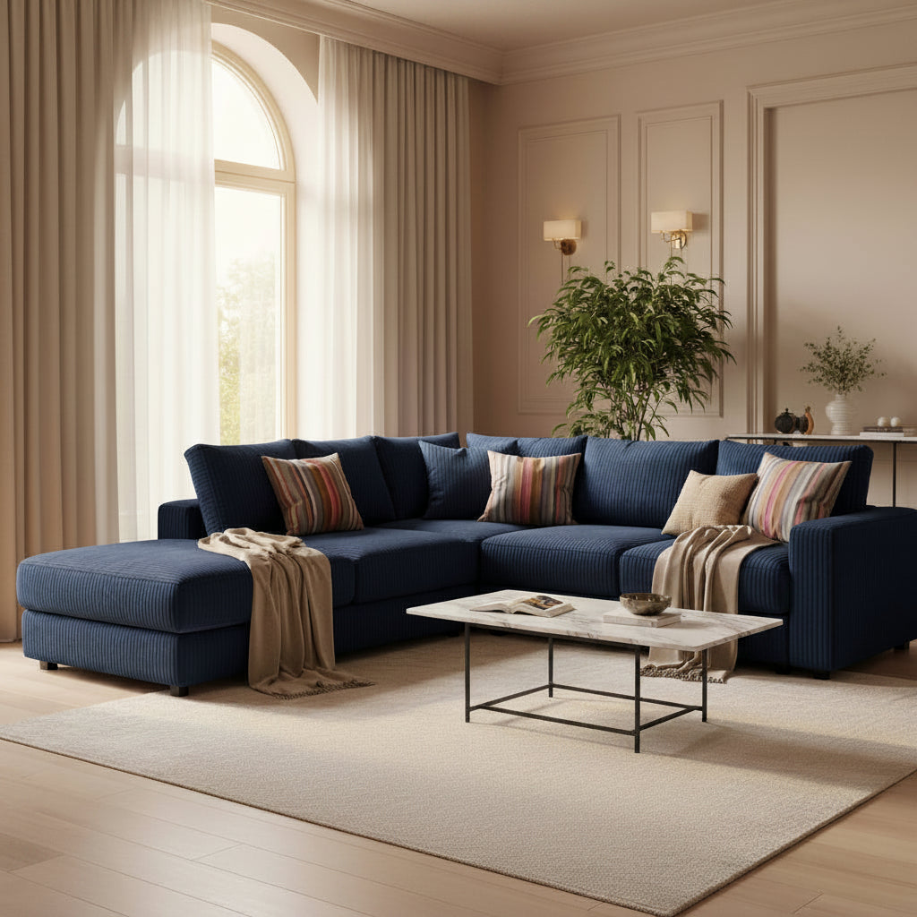 Cloud Modular Sectional Sofa L Shaped Corduroy Deep Seat