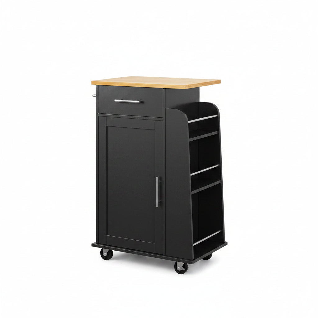 Rolling Kitchen Island Cart with Storage Cabinet
