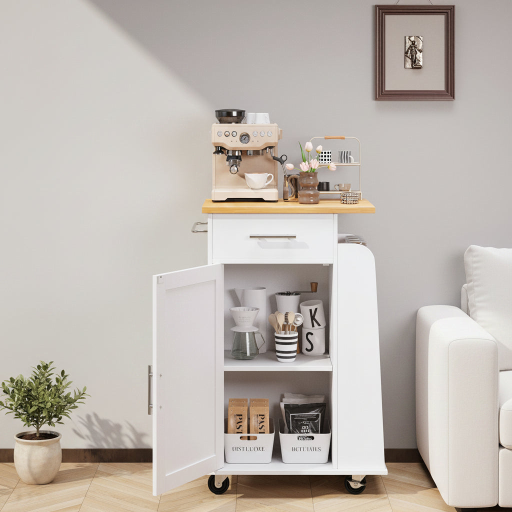 Rolling Kitchen Island Cart with Storage Cabinet