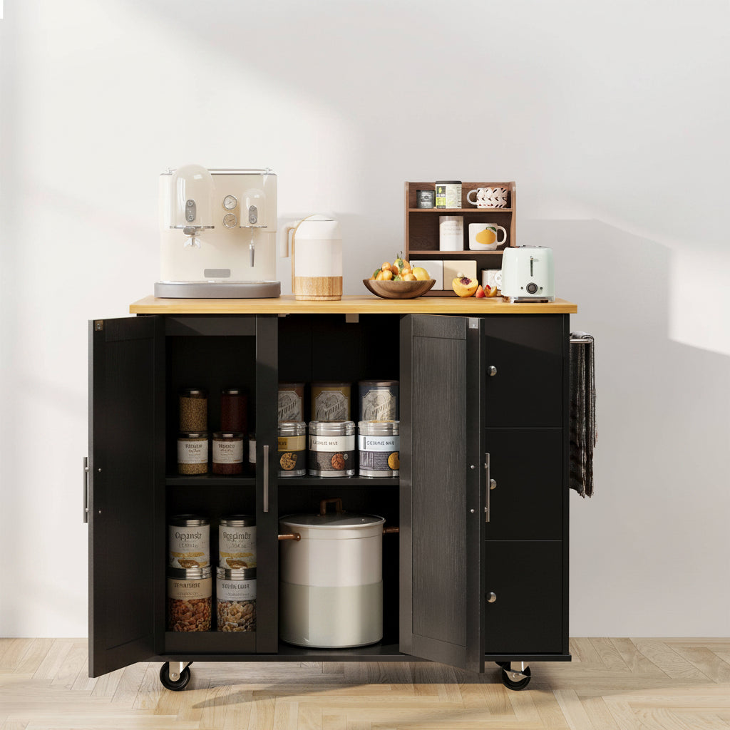 39.7" Rolling Kitchen Island Table with Storage