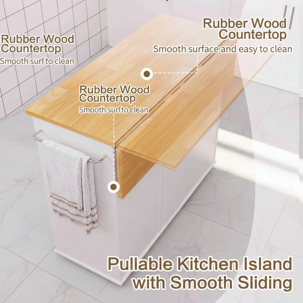 39.7" Rolling Kitchen Island Table with Storage