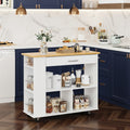 Kitchen Island with Side Spice Rack & 2-Tier Open Shelf
