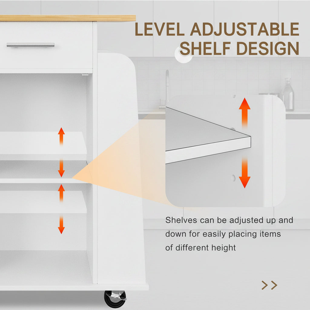Rolling Kitchen Island Cart with Storage Cabinet