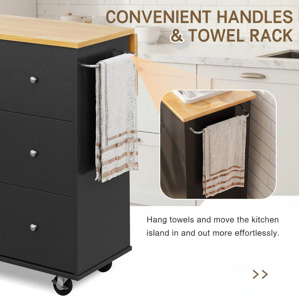 39.7" Rolling Kitchen Island Table with Storage