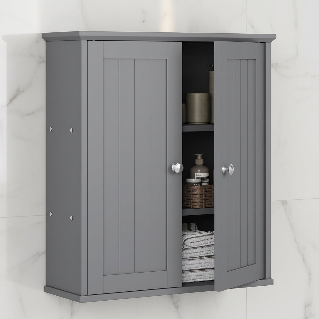 Bathroom Wall-Mounted Cabinet with 2 Doors and Storage Shelves