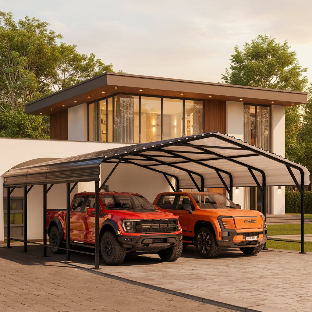 10x20 FT Outdoor Portable Garage Carport Canopy with Heavy-Duty Frame