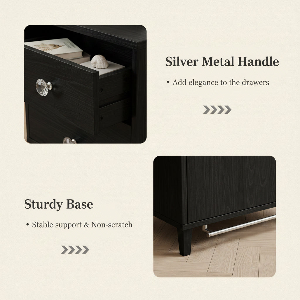 Walsunny Wide Wooden Double Dresser with 9 Storage Drawers