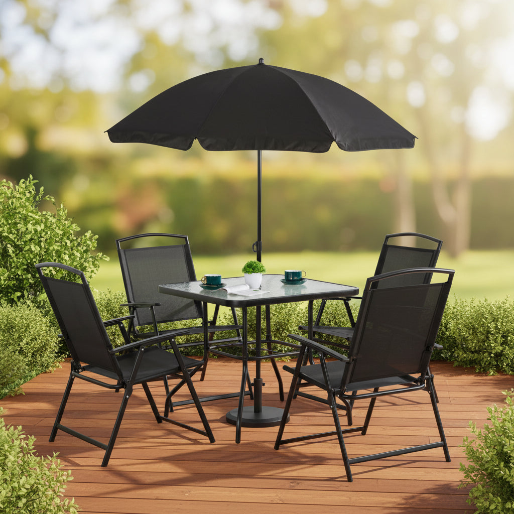 6-Piece Outdoor Folding Dining Set with Umbrella