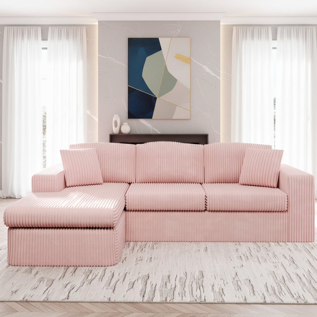 105" Cloud Modular Sectional Sofa, Deep Seat L-Shaped Corduroy Couch