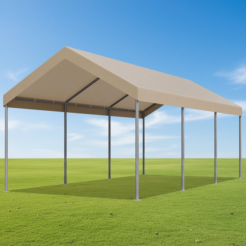 10' x 20' Heavy-Duty Carport Canopy with 180G PE Tarp