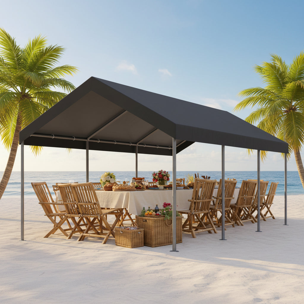 10' x 20' Heavy-Duty Carport Canopy with 180G PE Tarp