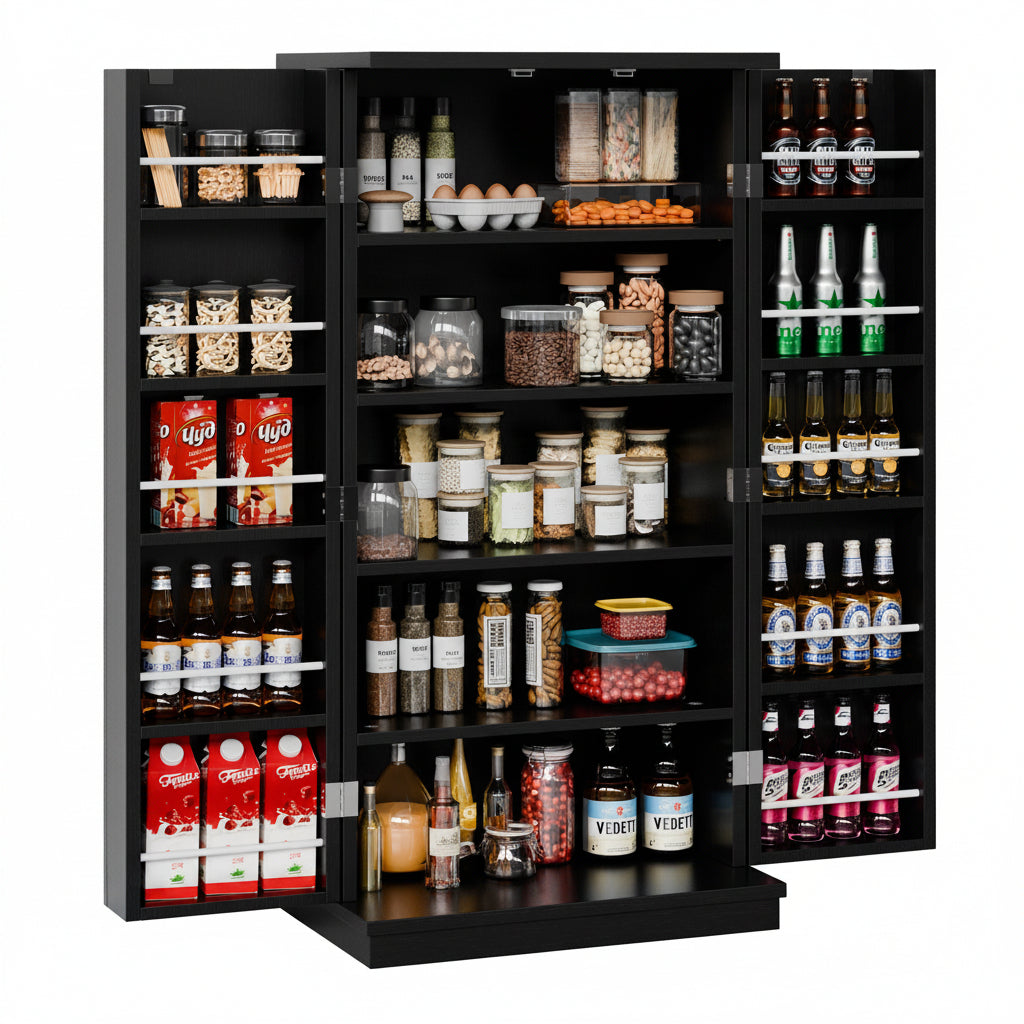 Walsunny 47-Inch Farmhouse Kitchen Pantry Storage Cabinet with Adjustable Shelves