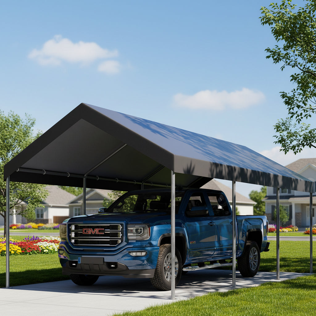 10' x 20' Heavy-Duty Carport Canopy with 180G PE Tarp