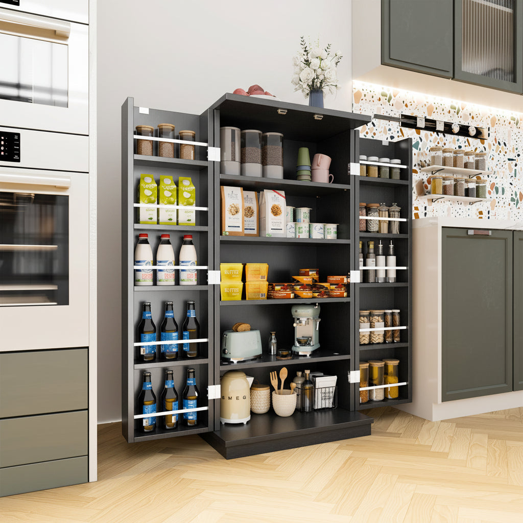 Walsunny 47-Inch Farmhouse Kitchen Pantry Storage Cabinet with Adjustable Shelves