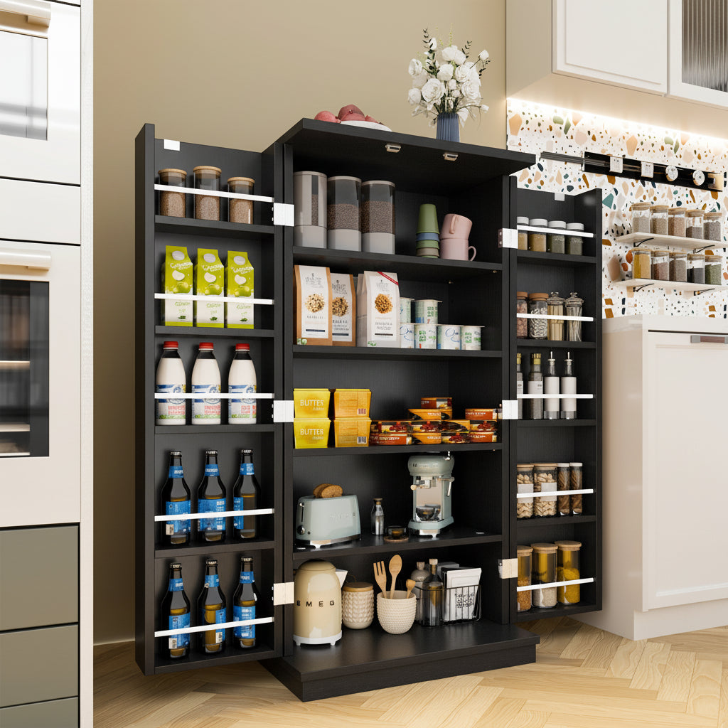 Walsunny 47-Inch Farmhouse Kitchen Pantry Storage Cabinet with Adjustable Shelves