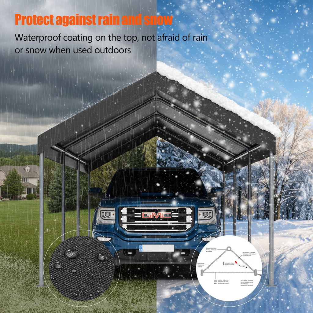 10' x 20' Heavy-Duty Carport Canopy with 180G PE Tarp