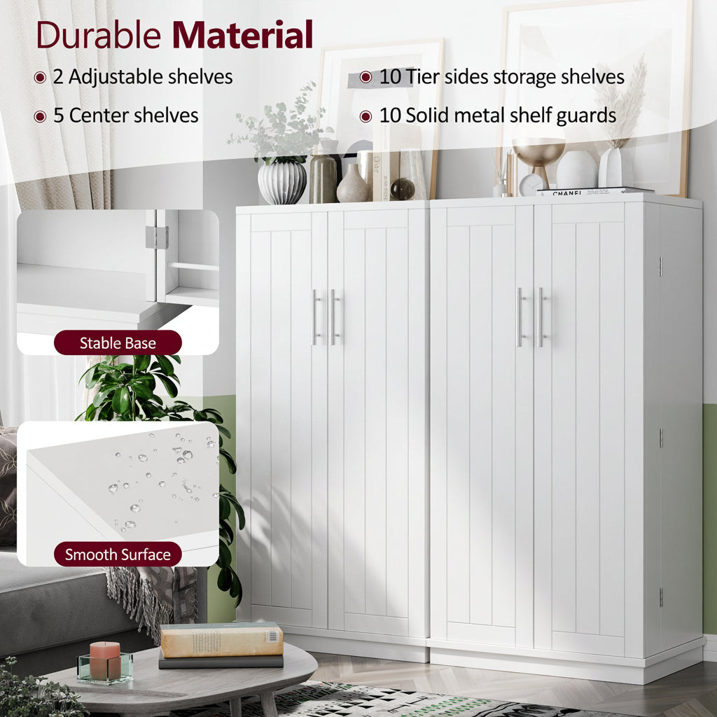 Walsunny 47-Inch Farmhouse Kitchen Pantry Storage Cabinet with Adjustable Shelves