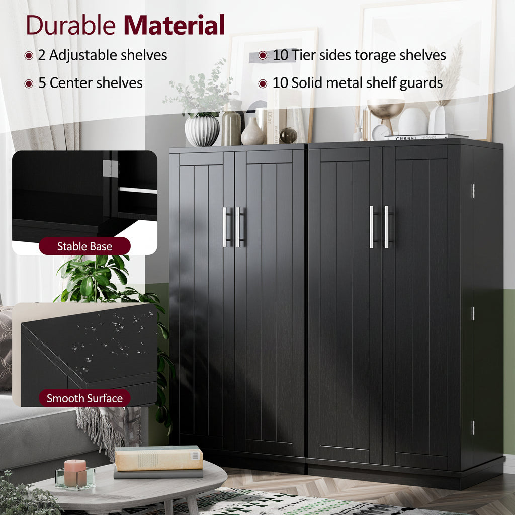 Walsunny 47-Inch Farmhouse Kitchen Pantry Storage Cabinet with Adjustable Shelves
