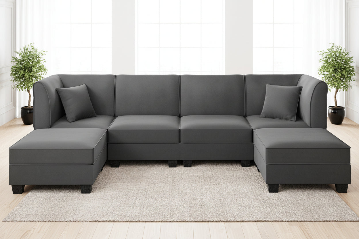 6-Seat U-Shaped Convertible Sectional Sofa