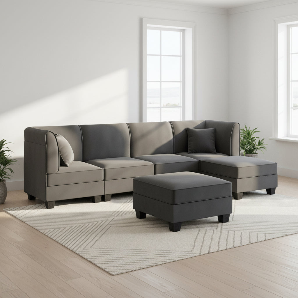 6-Seat U-Shaped Convertible Sectional Sofa