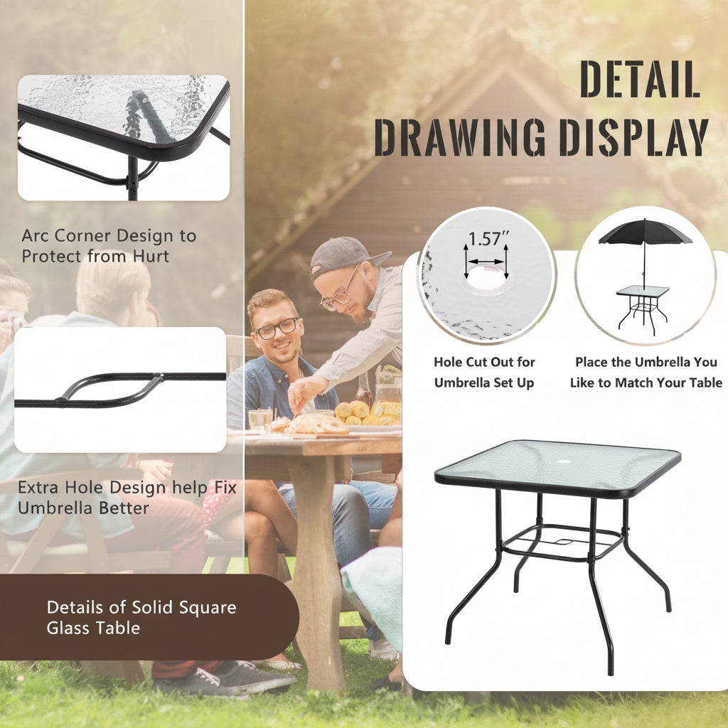 6-Piece Outdoor Folding Dining Set with Umbrella