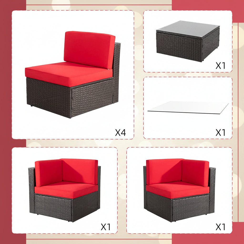 7-Piece Outdoor PE Wicker Sectional Sofa Set