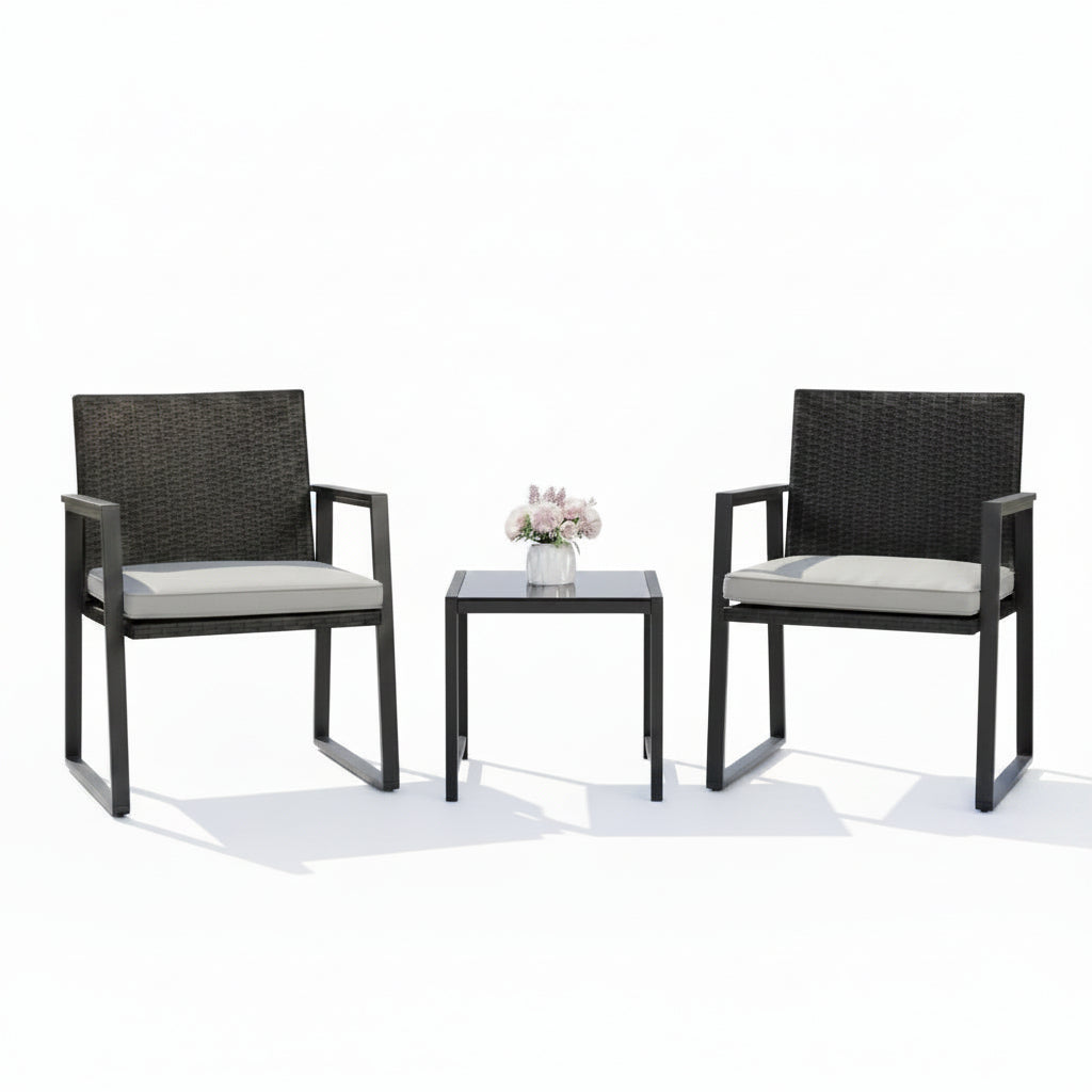 Outdoor Wicker Bistro Set Two Chairs Outdoor Patio Table
