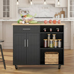 Kitchen Island Cart Solid Wood Top Forty Two Inch Storage