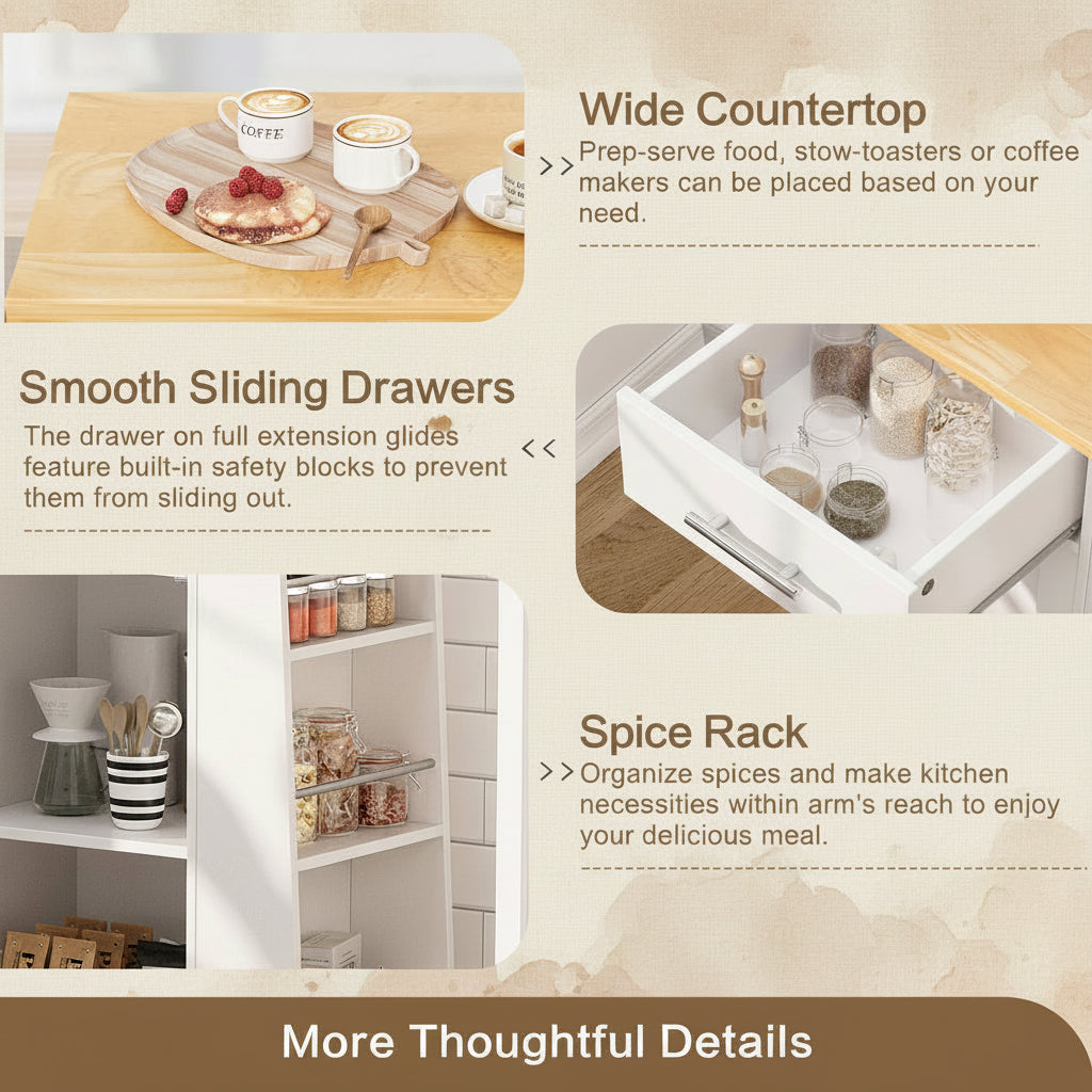Rolling Kitchen Island Cart with Storage Cabinet