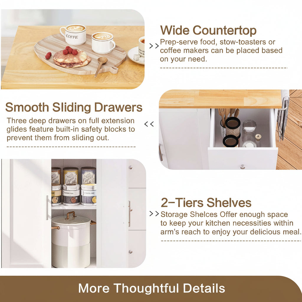 39.7" Rolling Kitchen Island Table with Storage