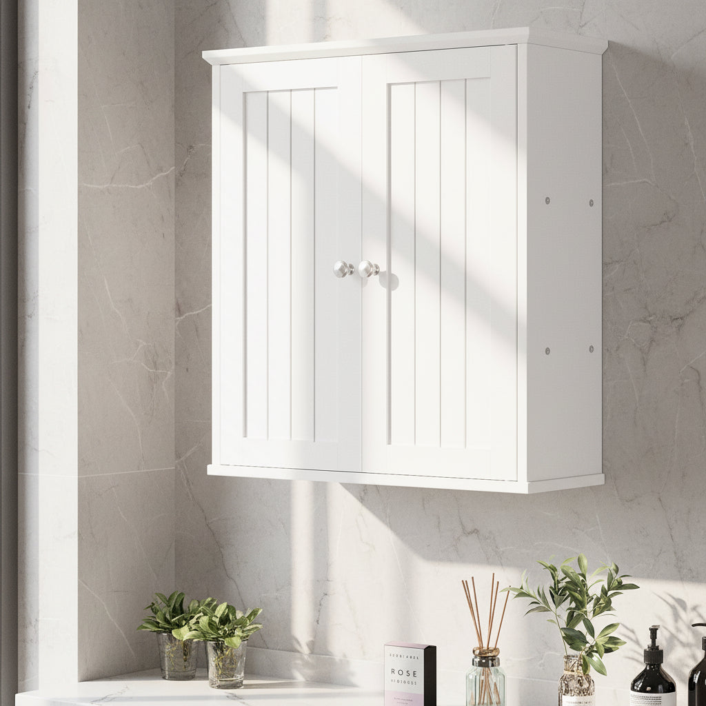 Bathroom Wall-Mounted Cabinet with 2 Doors and Storage Shelves