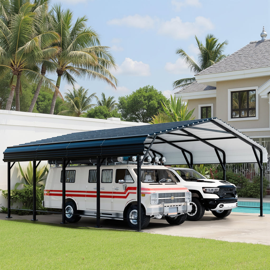 10x20 FT Outdoor Portable Garage Carport Canopy with Heavy-Duty Frame