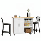 Kitchen Island Cart Solid Wood Top Forty Two Inch Storage