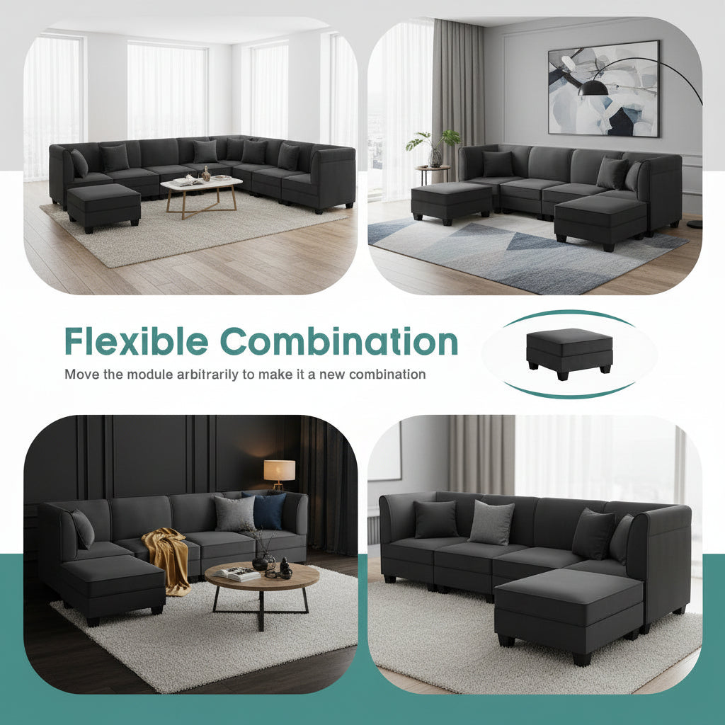 6-Seat U-Shaped Convertible Sectional Sofa