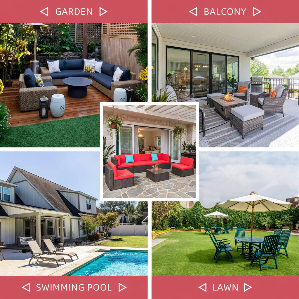 7-Piece Outdoor PE Wicker Sectional Sofa Set