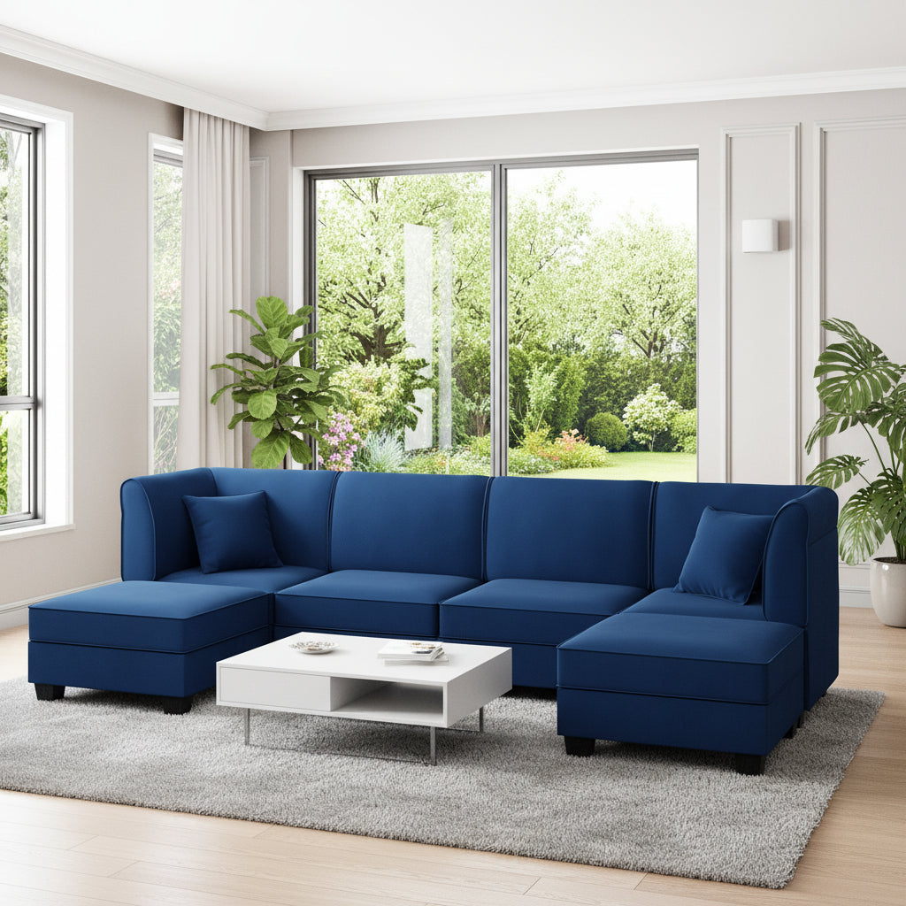 6-Seat U-Shaped Convertible Sectional Sofa