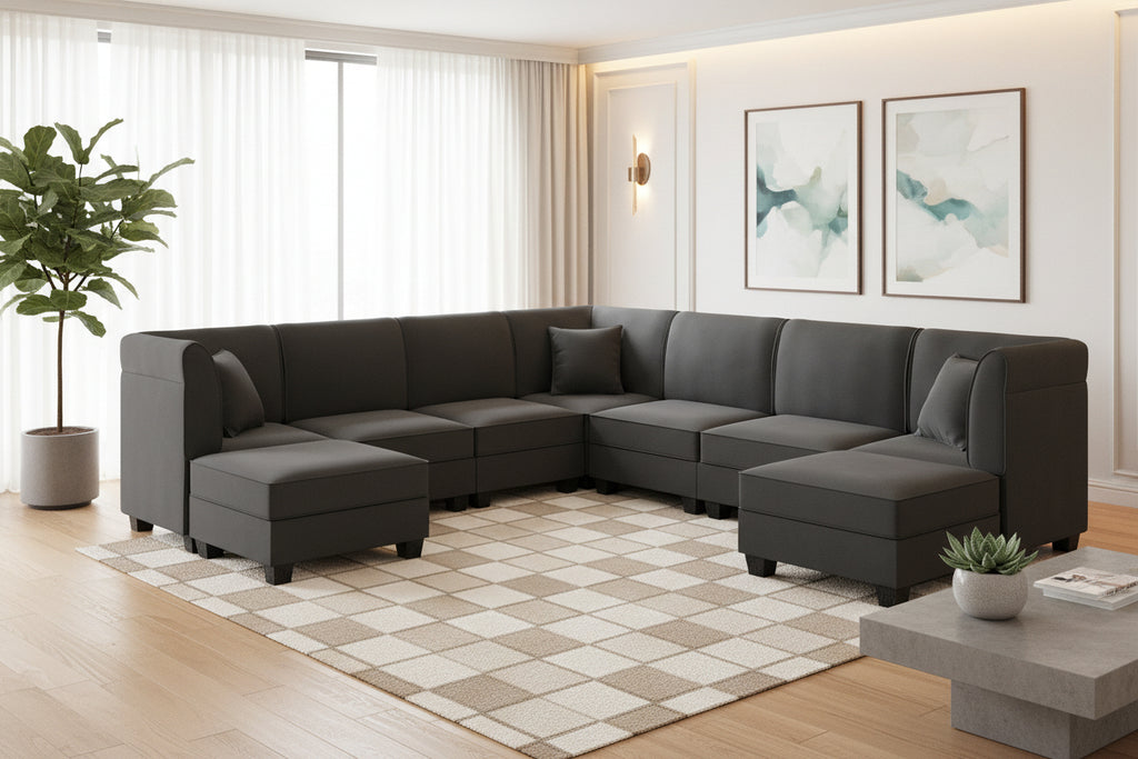 6-Seat U-Shaped Convertible Sectional Sofa
