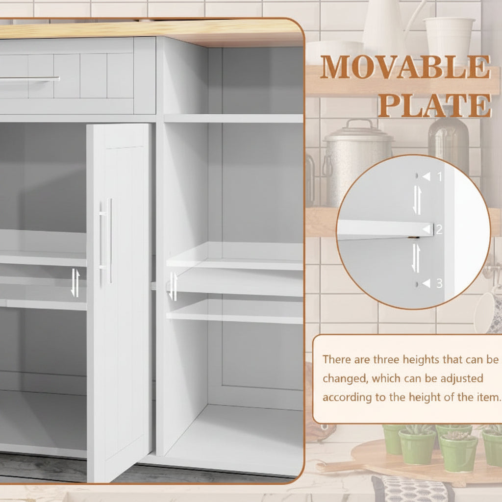 42" Kitchen Island Cart with Solid Wood Top