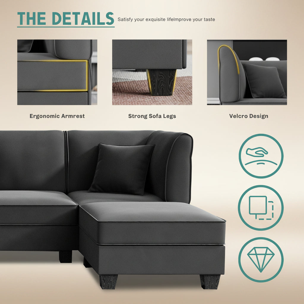 6-Seat U-Shaped Convertible Sectional Sofa