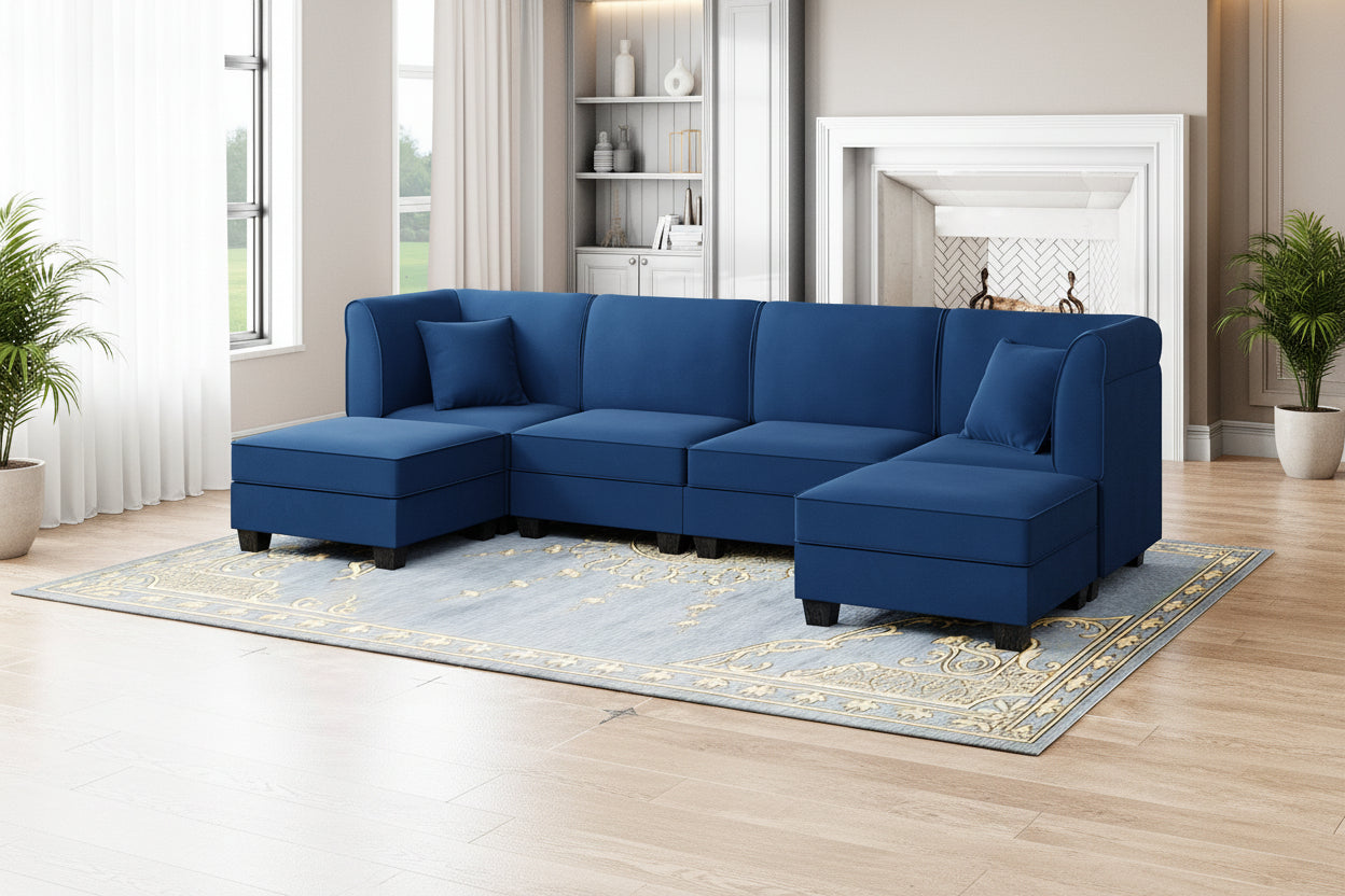 6-Seat U-Shaped Convertible Sectional Sofa