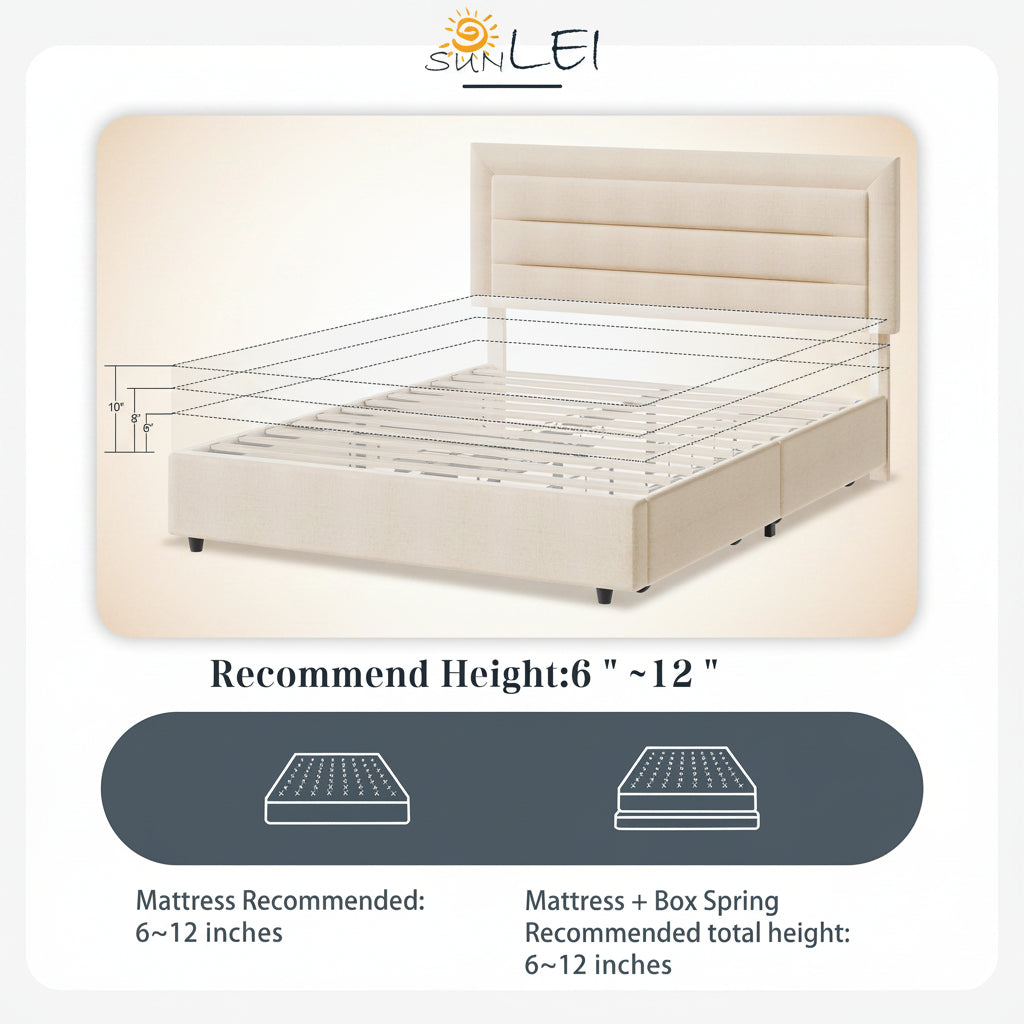 Platform Bed Frame with 4 Large Storage Drawers