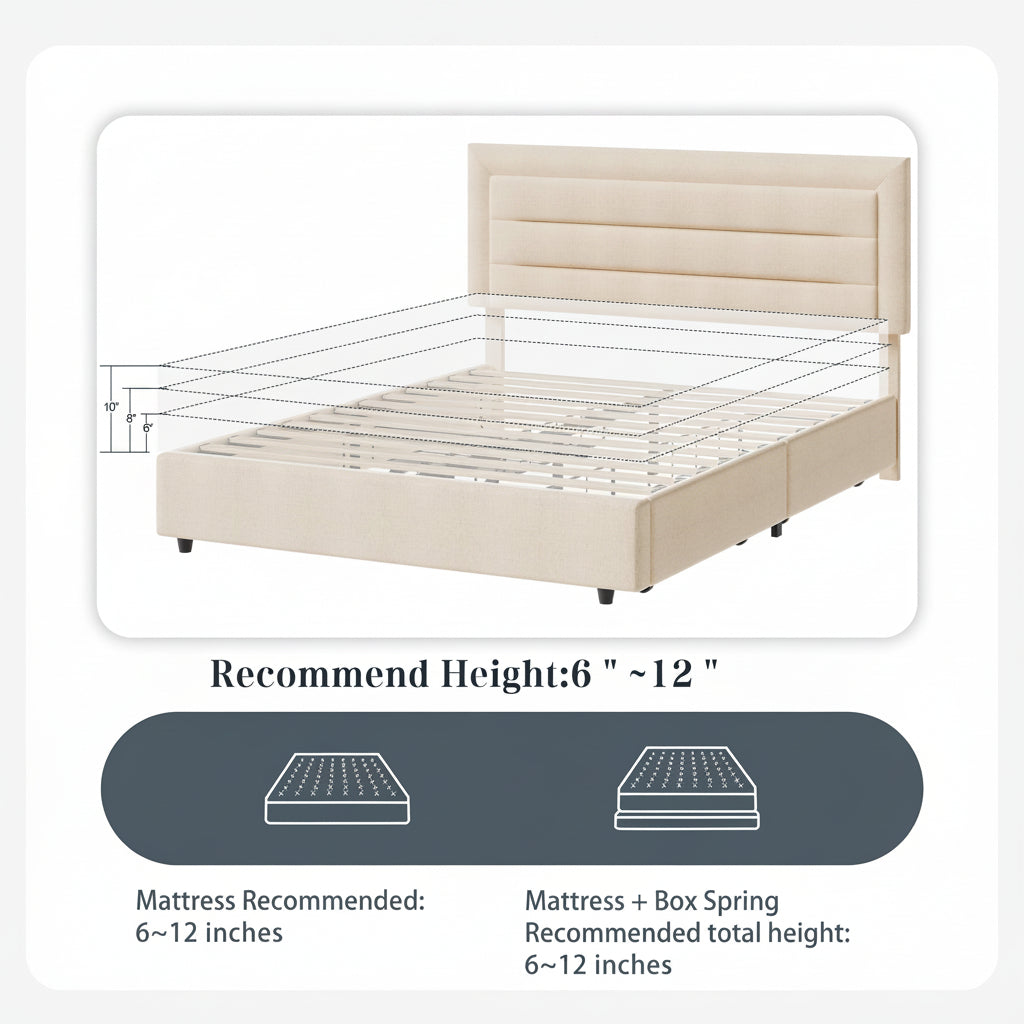 Platform Bed Frame with 4 Large Storage Drawers