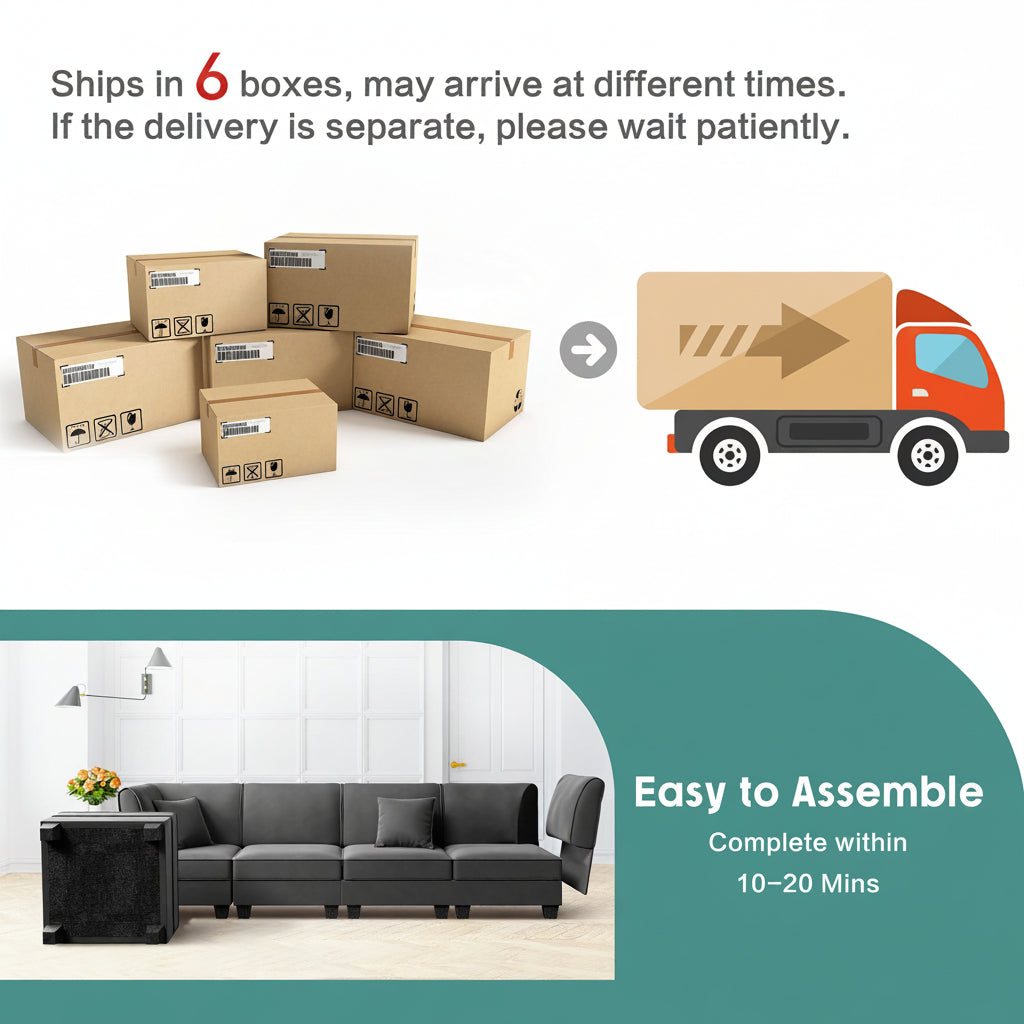 6-Seat U-Shaped Convertible Sectional Sofa